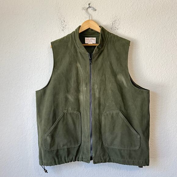 FILSON Moleskin Vest Liner Olive Green Full Zip Cotton Hunting Outdoor - Picture 1 of 12